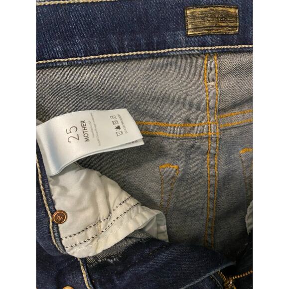 Mother Insider Crop Step Fray Jeans US 25 Not Rough Enough Blue Denim Raw Hem - Picture 11 of 14